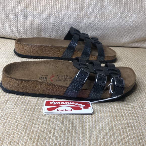 Birkenstock sandals faux leather metallic gray 3 straps size 38 - Picture 3 of 7